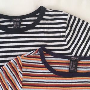 2 Pair of Girls 11/12 Forever 21 Striped Shirts